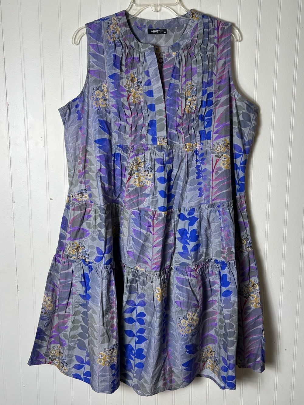 APNY sleeveless pintuck mini tiered cotton pockets dress size XL